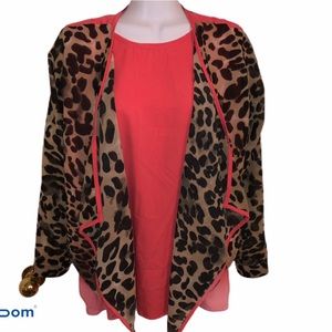 Two Piece leopard cardigan and Tangerine Shirt